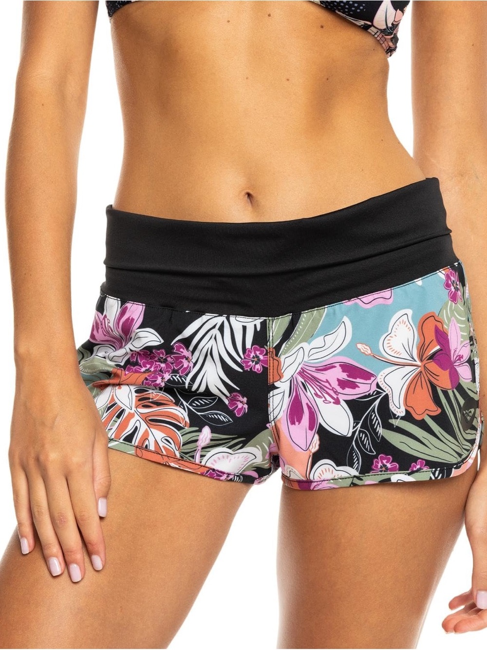 Roxy Women’s Black Colorful Drawstring Board Surf Summer Shorts